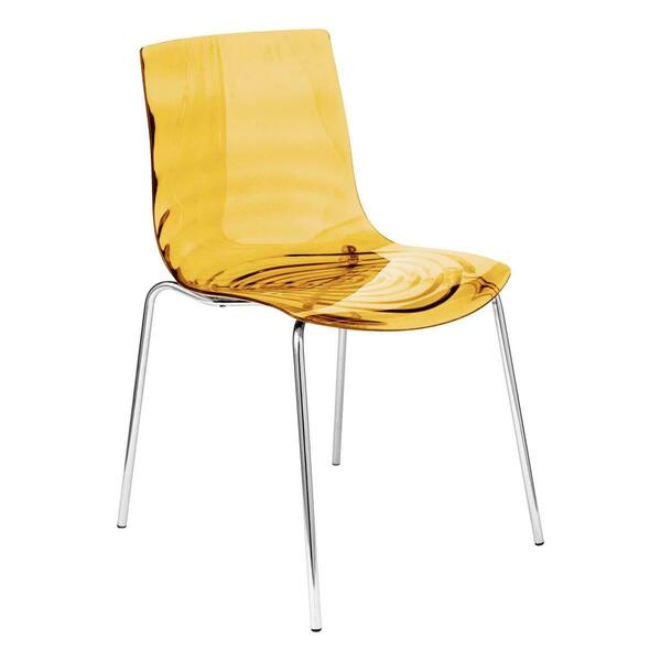 Kd Americana 31.50 in. Astor Water Ripple Design Dining Chair, Transparent Orange KD3036425